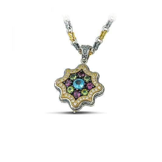 Reversible Pendant 925 with Semiprecious and Zircon Stones M113-1