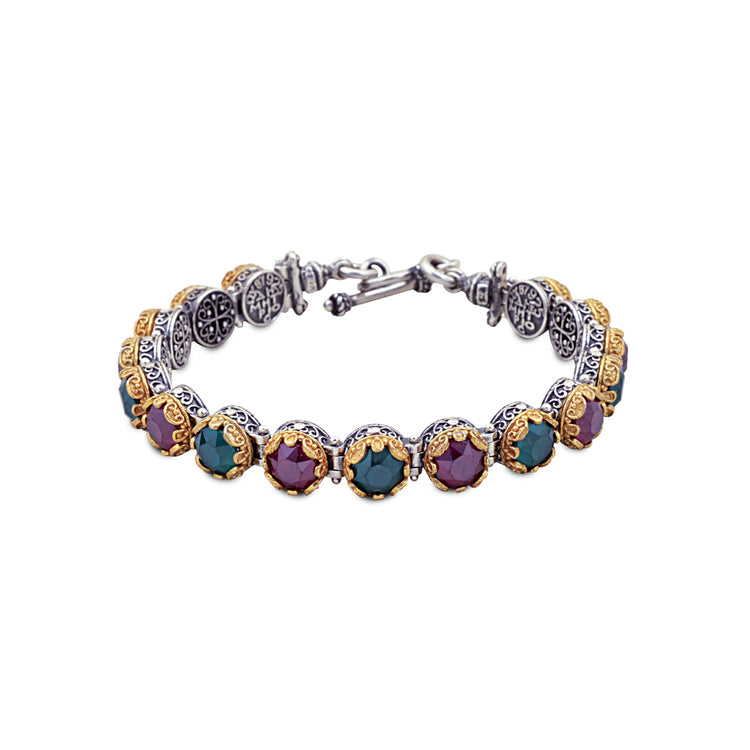 Sterling Silver Bracelet with Round Stones B50