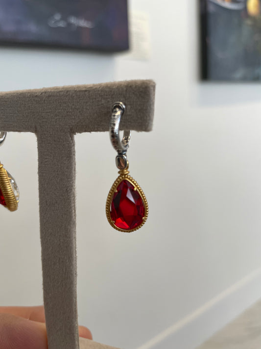 Reversible Earrings with Crystal Stones S131