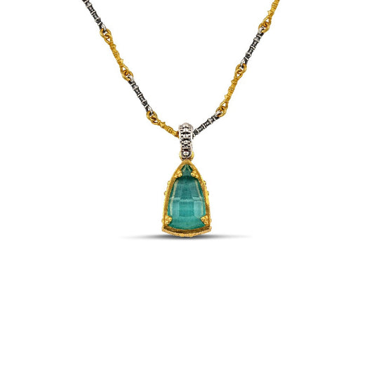 Triangular Silver Pendant with Cat Eye Stones M185-1