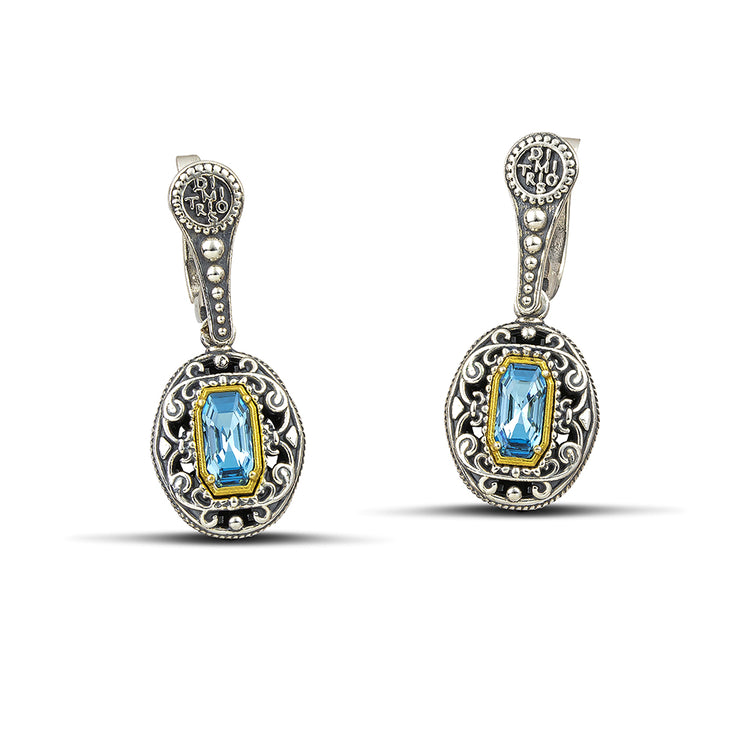 Sterling Silver Earrings with Blue Crystals S122-1