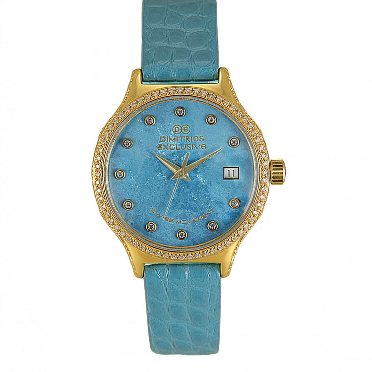 Sterling Silver Watch with blue leather w1