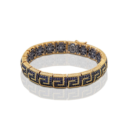 Sterling Silver Greca Pave Bracelet with Zircon B9
