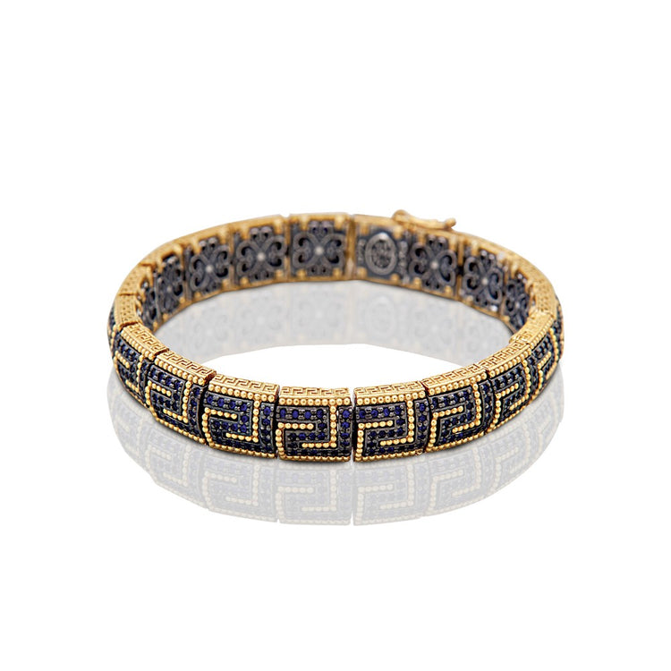 Sterling Silver Greca Pave Bracelet with Zircon B9