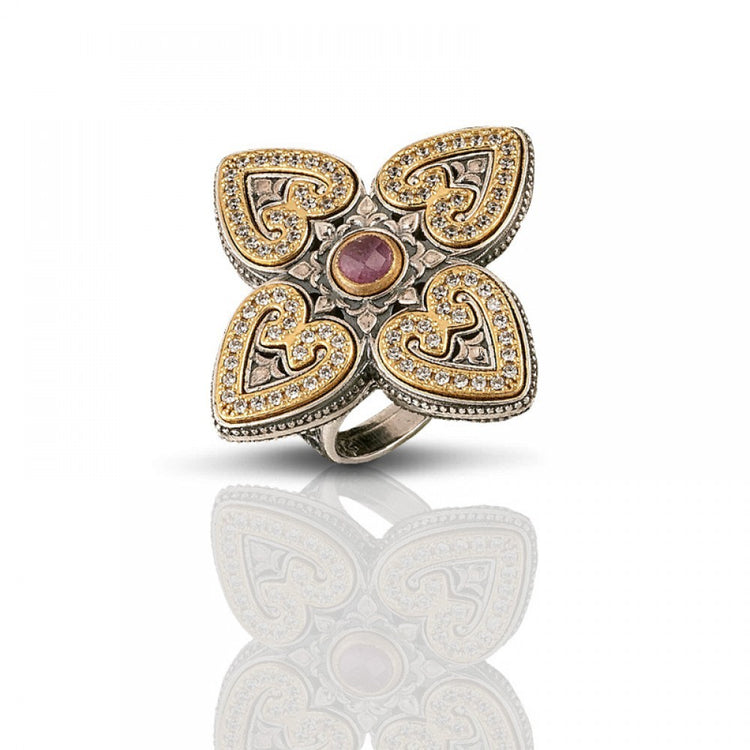 Sterling Silver Ring with semiprecious stone D086