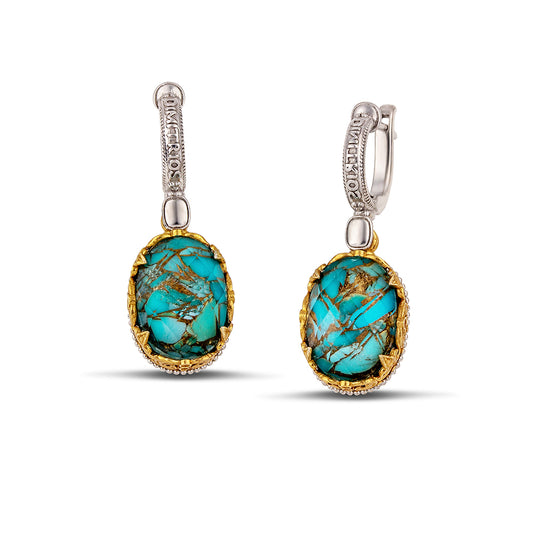 Sterling Silver Earrings with Semiprecious Stones S193-1P