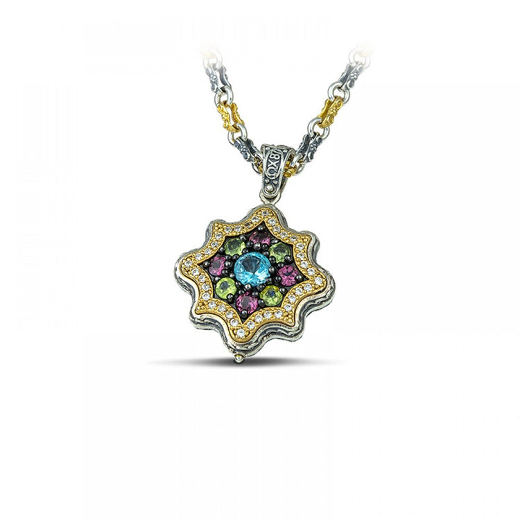 Reversible Pendant 925 with Semiprecious and Zircon Stones M113-1