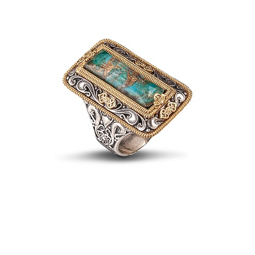 RING WITH TURQUOISE GEMSTONE D79-1