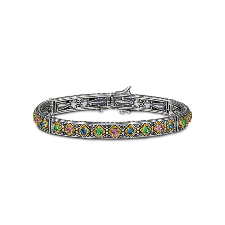 Bangle Bracelet with Multicolour Swarovski Crystals B100