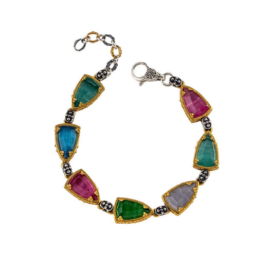 Sterling Silver Bracelet with Cat Eye Stones B185-1