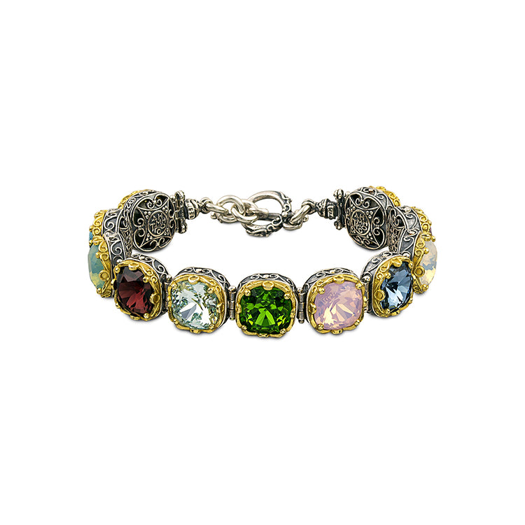 Sterling Silver Bracelet with multicolor Swarovski crystals B290