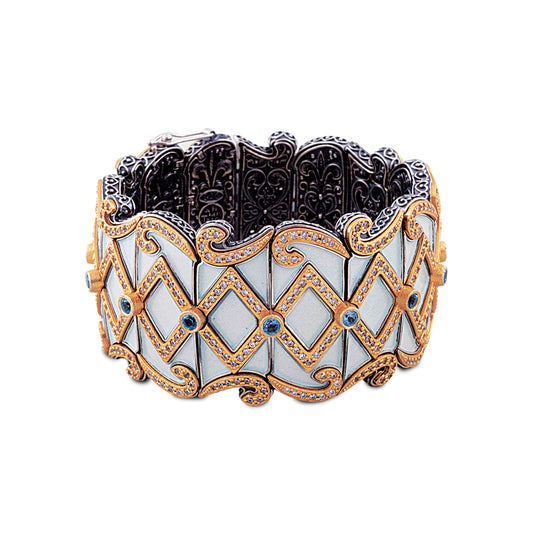 Multi-awarded Bracelet with Enamel Swiss Blue Topaz & Zircon B63