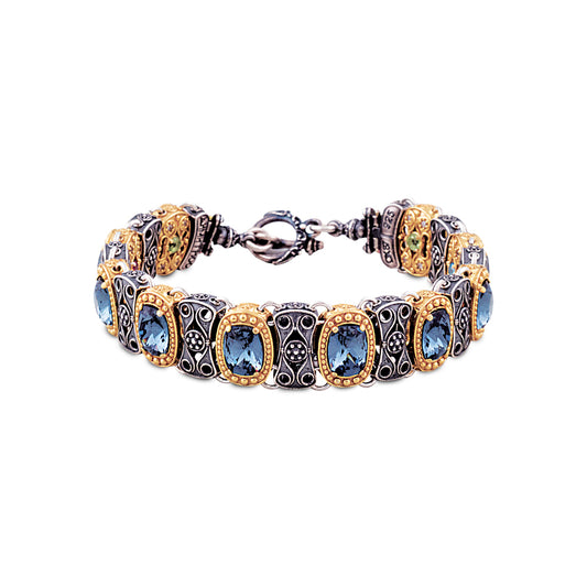 Sterling Silver Reversible Bracelet with Swarovski Crystals or Cat Eye Stones and Semi-precious Stones B69