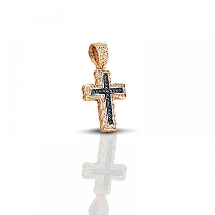 Sterling Silver Cross with Zircon Stones C246 Without Chain