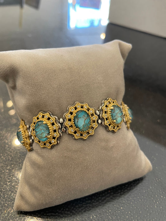 Sterling Silver Bracelet with Semiprecious Stones B115-1