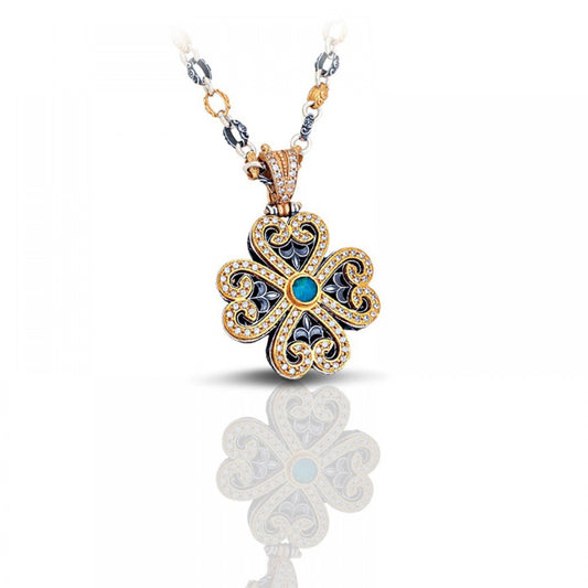 Pendant 925 with semi precious stones M055