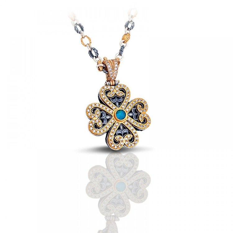 Pendant 925 with semi precious stones M055