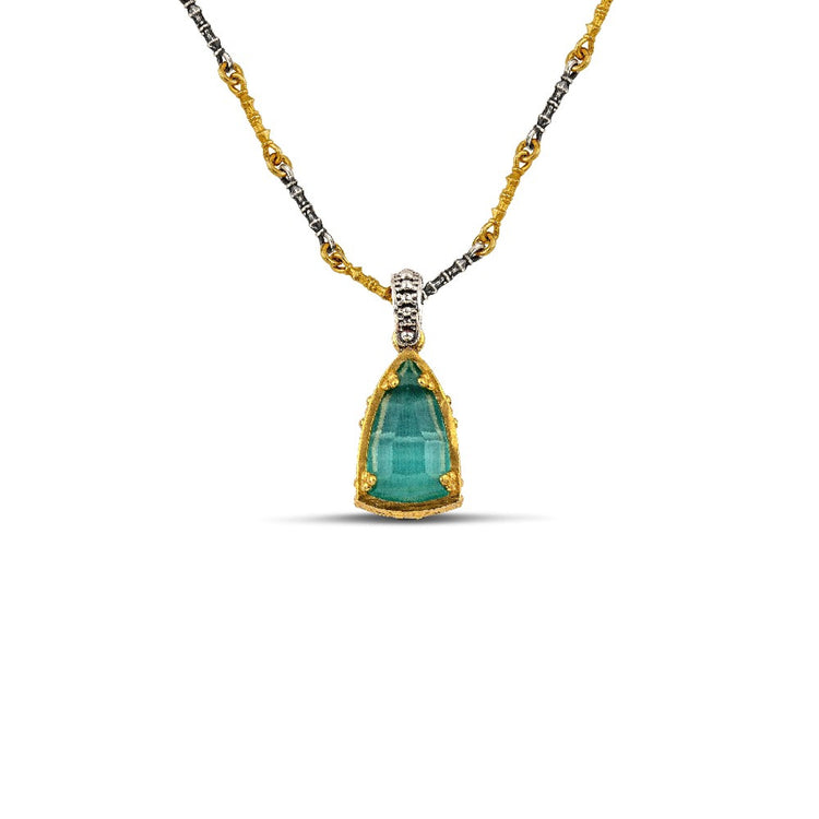 Triangular Silver Pendant with Cat Eye Stones M185-1