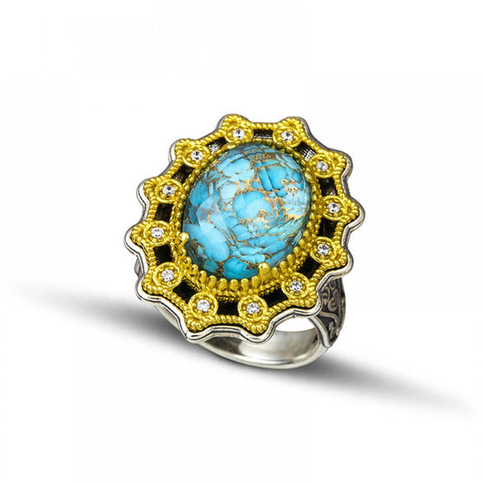 Sterling Silver Ring with Semiprecious Stone D115-1