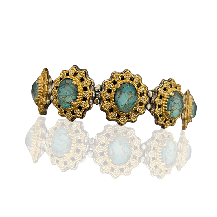 Sterling Silver Bracelet with Semiprecious Stones B115-1