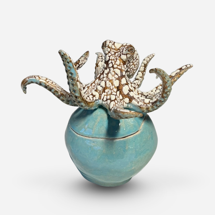 Octopus Jewelry Box in Caribbean Blue